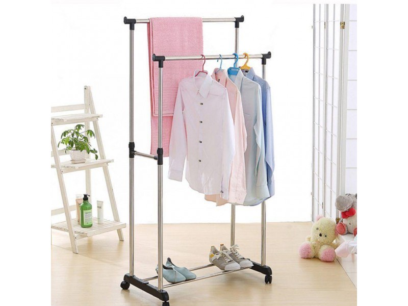 Стойка вішалка для одягу подвійна Double Pole Clothes Horse