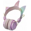 Дитячі бездротові навушники з ушками і рігом єдинорога AH-808