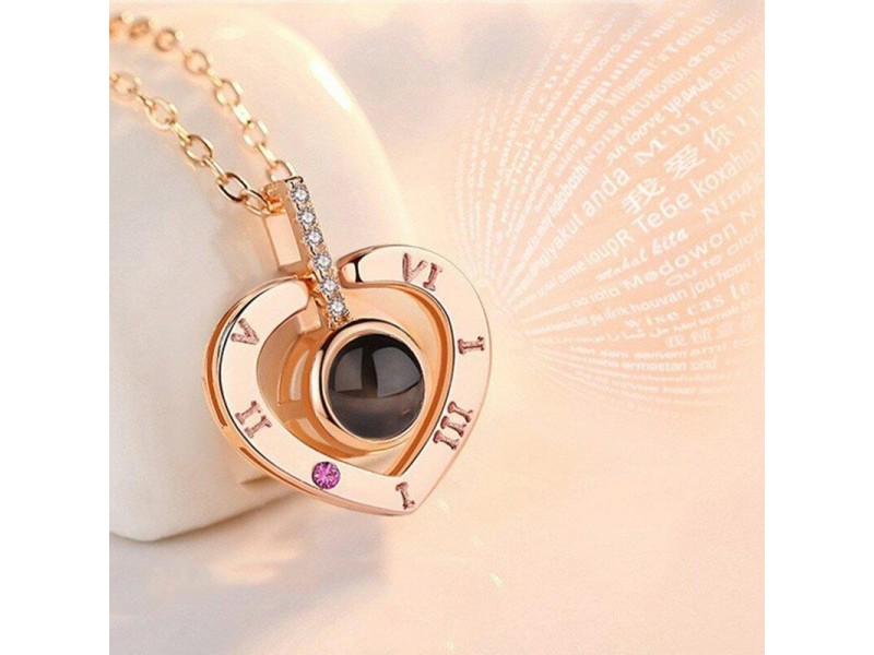 Золотий кулон серце I Love You на 100 мовами світу