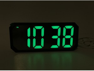 Годинник настільні електронні з зеленим освітленням, дзеркальні 6606