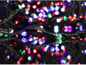 Гірлянда декораційна Рубінка велика 300LED (рознобарний) LED300M-8 (черний провід)