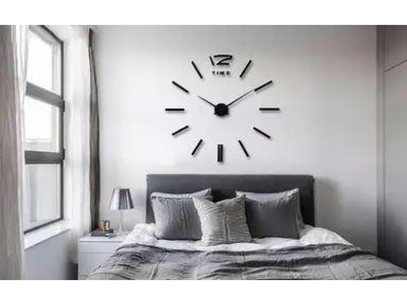 3D Годинник на стіну домашній zx127 Black 35 СМ діаметр DIY CLOCK (палички)