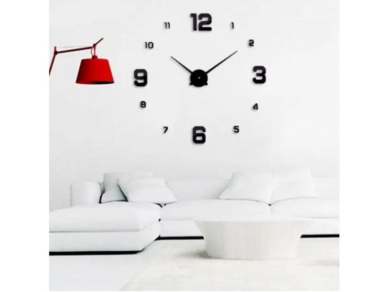 Годинник на стіну великий домашній DIY Clock чорний 55см діаметр